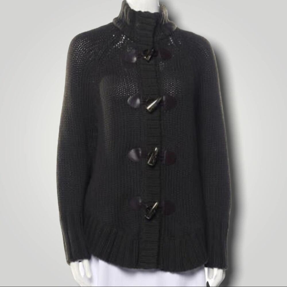 MICHAEL MICHAEL KORS TOGGLE CARDI DEEP GREEN SWEATER - M